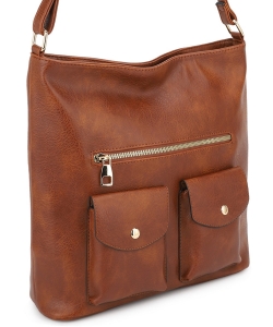 Front Pocket Large Crossbody Bag ZM20116 BROWN